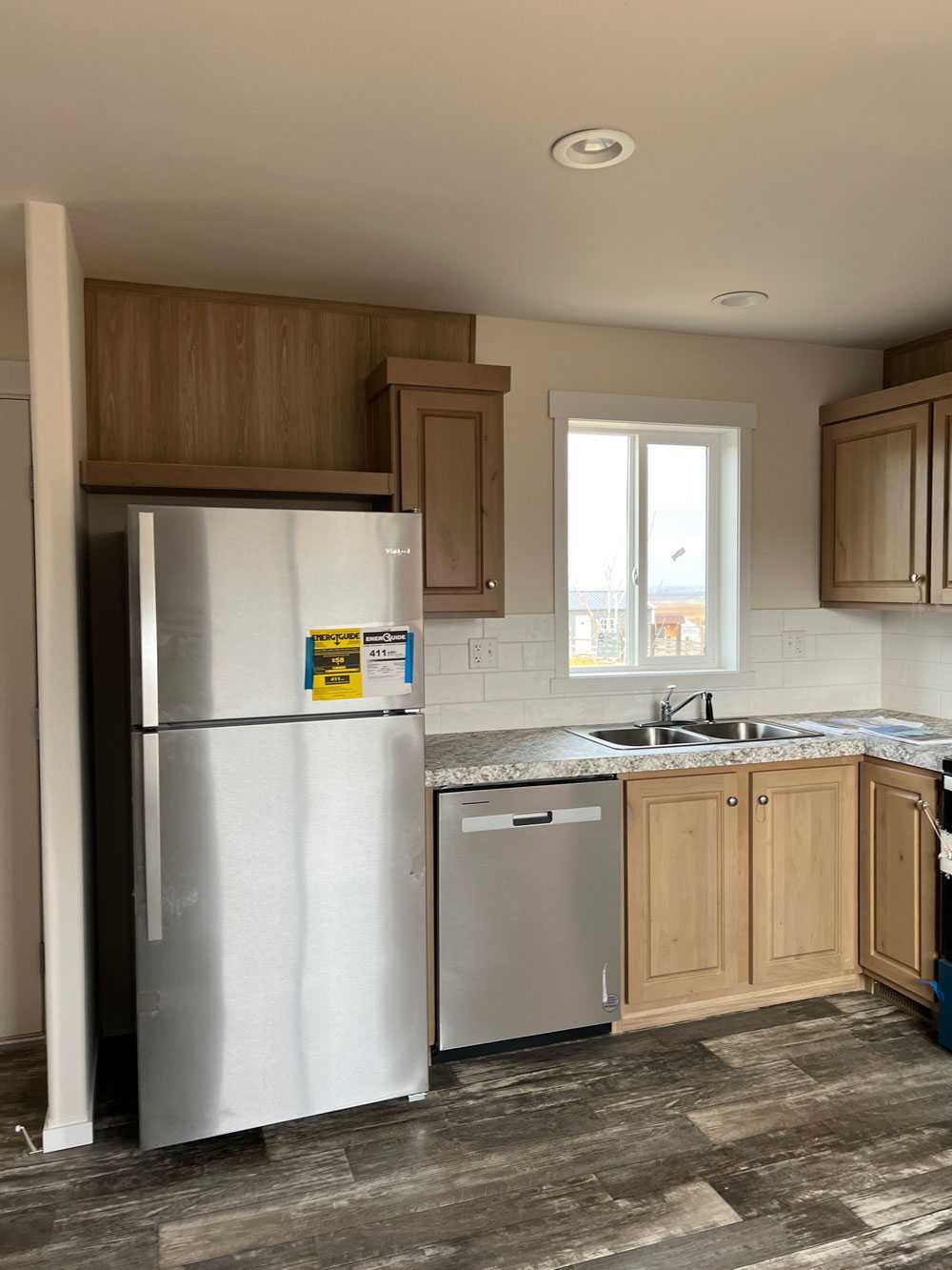 Stainless steel appliances included in this Fleetwood mobile home