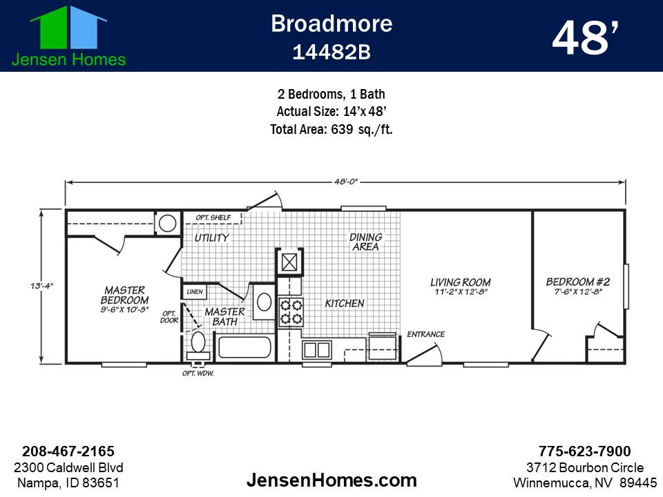 Floor plan for the Fleetwood Singlewide 14482B mobile home