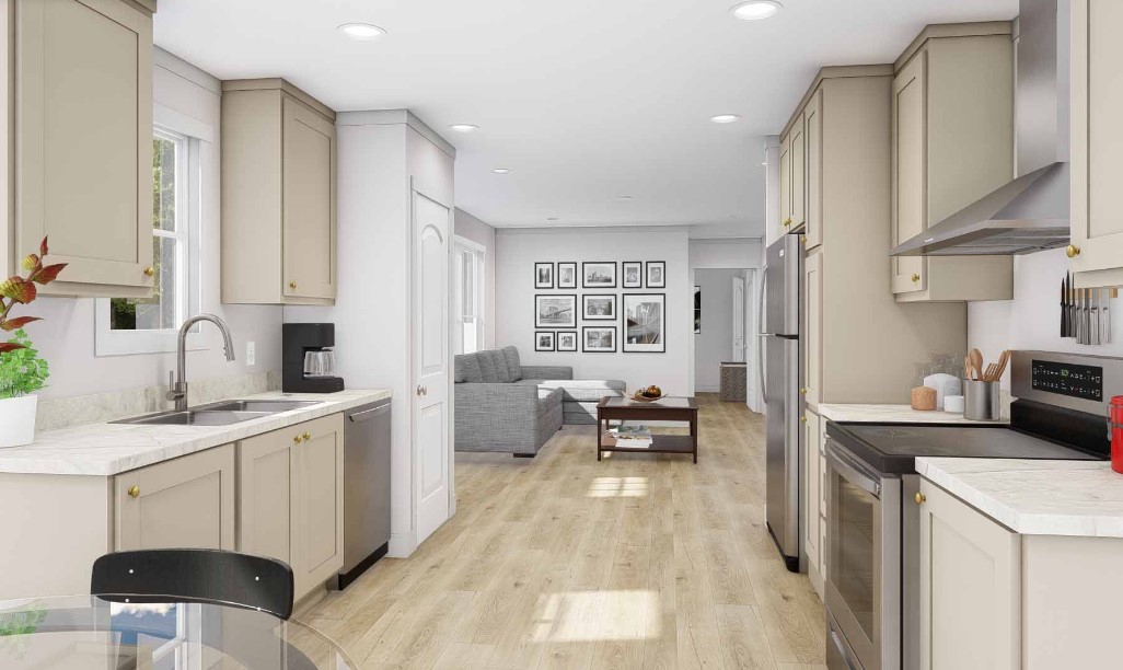 Sink with window and spacious cabinets in the Here Comes the Sun kitchen