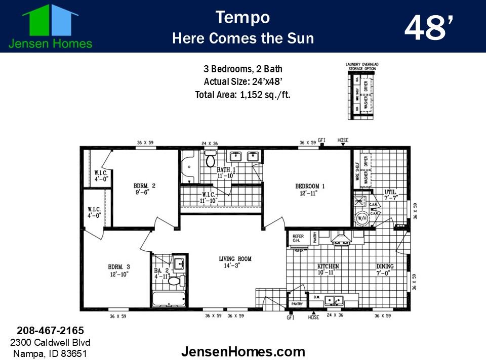 Here Comes the Sun floor plan with 3 bedrooms and 2 bathrooms by Clayton Tempo
