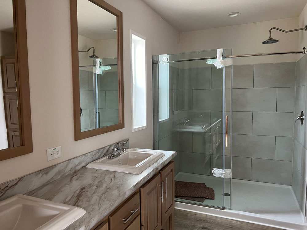 Huge spa-like shower in the 28683N Fleetwood Bruneau home