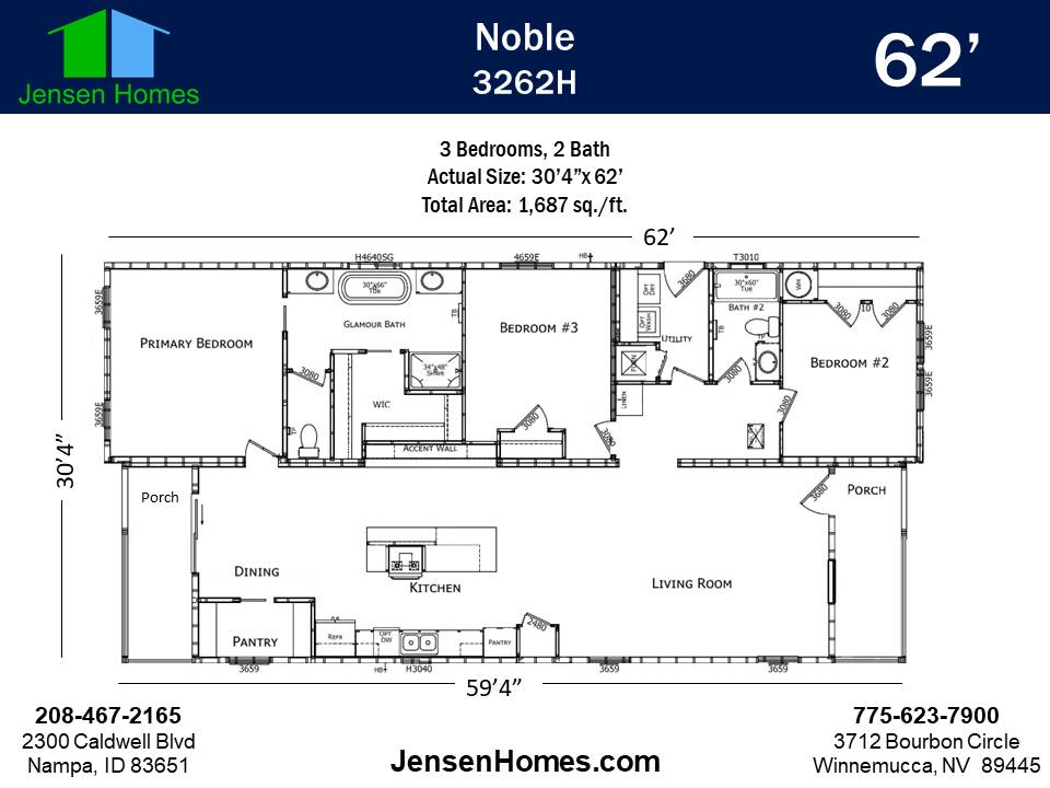 Champion Noble 3262H mobile home floorplan