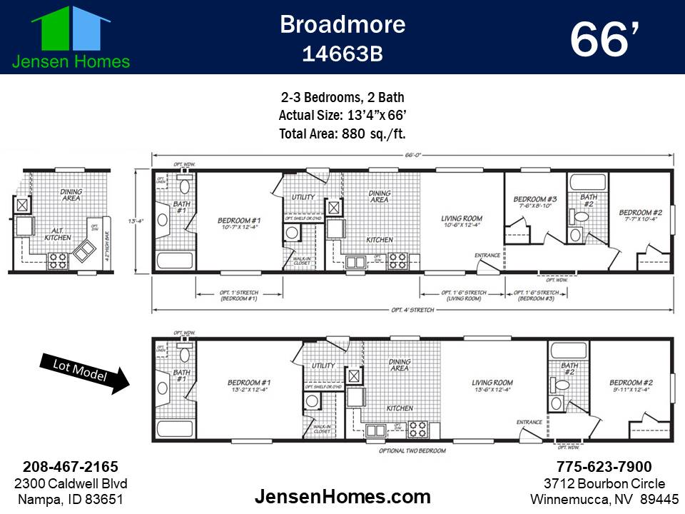 Fleetwood 14663B, shown as a 2-bed with standard kitchen layout.